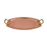 Tava Ovala din Cupru pentru Servit cu Manere din Bronz, Nr.2, 40x27cm