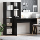 vidaXL Birou cu raft Stejar negru 138.5 x 55 x 143 cm Lemn compozit