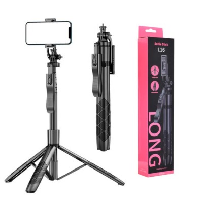 Selfie Stick Trepied Stabil cu Telecomanda si Surub 1/4, 155cm - Techsuit (L16) - Black foto