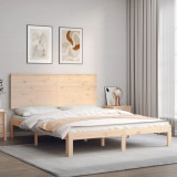 Cadru de pat cu tablie, lemn masiv, king size GartenMobel Dekor, vidaXL