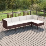 vidaXL Set mobilier de grădină cu perne, 5 piese, maro, poliratan 3094379