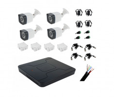 Kit 4 camere supraveghere Full HD, Exterior + DVR 4 canale + accesorii foto