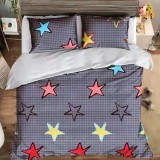 Cumpara ieftin Lenjerie de pat matrimonial cu husa elastic pat si fata perna dreptunghiulara, Amadea, bumbac mercerizat, multicolor