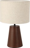 Cumpara ieftin Lampa de masa decorativa cu abajur textil si baza efect lemn