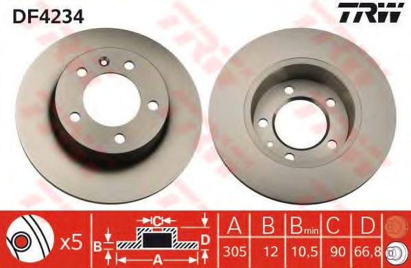 Disc frana RENAULT MASTER II bus (JD) (1998 - 2010) TRW DF4234