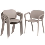 Outsunny Set 4 Scaune de Grădină Stivuibile cu Brațe, Rezistente la Raze UV și Impermeabile, 60x56x75 cm, Gri | Aosom Romania