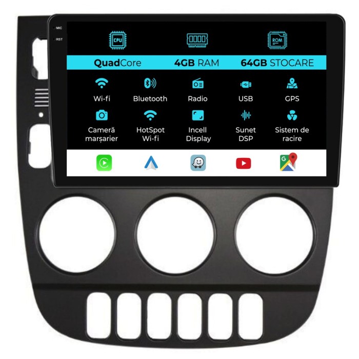 Navigatie Dedicata Mercedes ML W163 (1998-2005),QuadCore, 9Inch, 4Gb Ram, 64Gb Stocare, Carplay