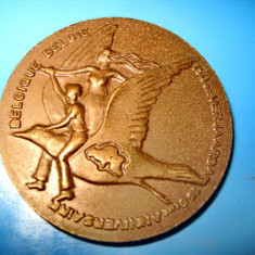 5153-Medalia 150 ani Independenta Belgia. Metal bronzuit sau bronz stare buna.