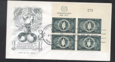 UN New York 1952 Human rights Mi.17 x 4 FDC UN.230 foto
