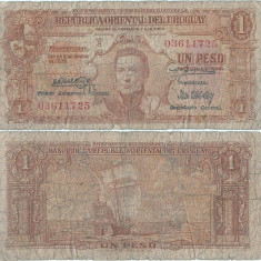1939 ( 2 I ) , 1 peso ( P-35a.4 ) - Uruguay