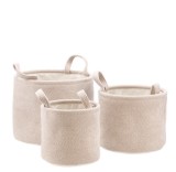 Cumpara ieftin Set 3 cosuri depozitare textil crem 20 x 18 cm, 25 x 20 cm, 30 x 24 cm