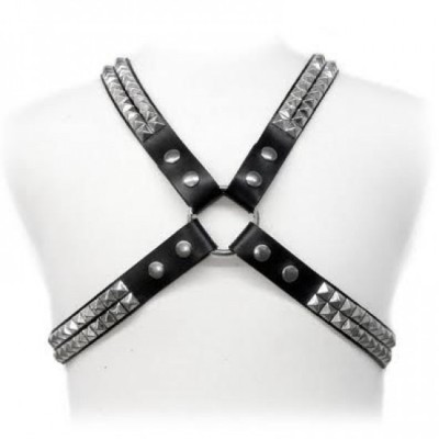 LEATHER BODY - PYRAMID STUD HARNESS foto