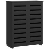 HOMCOM Pantofar cu 5 niveluri, 4 rafturi reglabile și uși cu lamele, din PAL, 76x33x98 cm, negru | Aosom Romania