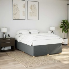 vidaXL Cadru de pat fără saltea, gri &icirc;nchis, 140x190 cm, textil