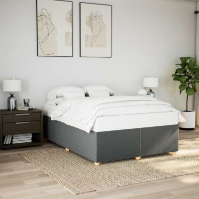 vidaXL Cadru de pat fără saltea, gri &amp;icirc;nchis, 140x190 cm, textil 3284730 foto