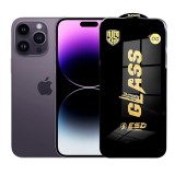 Folie de Protectie pentru iPhone 14 Pro Max, TEO, Sticla Securizata ESD, Margini Negre, Rezistenta la Zgirieturi, Antistatica, 0.35 mm, Transparenta