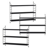 Set 3 buc raft perete Str&auml;ngn&auml;s 50x60x15cm otel negru [en.casa] HausGarden Leisure