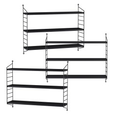 Set 3 buc raft perete Str&amp;auml;ngn&amp;auml;s 50x60x15cm otel negru [en.casa] HausGarden Leisure foto