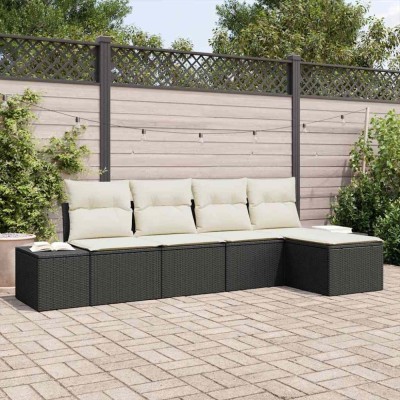 vidaXL Set de canapele pentru grădină 5 pcs Negru Rattan poli 3347017 foto
