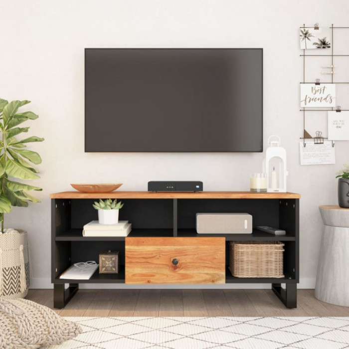 Dulap TV, 100x33x46 cm, lemn masiv de acacia&amp;lemn prelucrat GartenMobel Dekor
