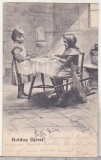 Bnk cp Felicitare circulata Csomor ( Ungaria ) - Resita 1904, Printata