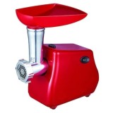 Masina de tocat carne, cu motor din cupru, cutite din otel inoxidabil, putere 1300W, accesorii umplut carnati, functie revers, rosu