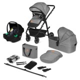 Carucior 3 in 1 Lionelo Bianka cu landou si scoica auto Grey Stone, 0 luni+, 22 kg