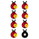 Sticker autoadeziv buburuza din fetru,5 cm,8 bucati set