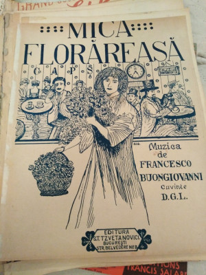 partitura interbelica Mică florareasa, muzica de Francesco Buongiovani foto