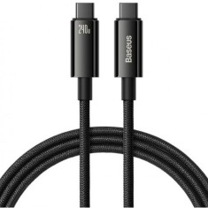 CABLU alimentare si date Baseus Tungsten Gold, Fast Charging Data Cable pt. smartphone, USB Type-C la USB Type-C 240W, braided, 1m, negru &amp;quot;CAWJ040001&amp;quot; foto
