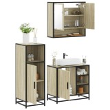 VidaXL Set mobilier de baie, 3 piese, stejar sonoma, lemn prelucrat