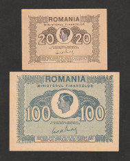 Romania, 20 lei + 100 lei 1945_aUNC foto