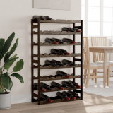 Gossi suport sticle de vin, 56 sticle, negru, lemn masiv de pin