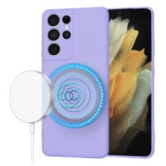 Husa silicon Samsung Galaxy S21 Ultra 5G Techsuit SoftFlex MagSafe, violet foto