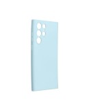 Husa din silicon compatibila cu Samsung Galaxy S22 Ultra cu protectie la camera, silk touch, interior din catifea, Sky Blue