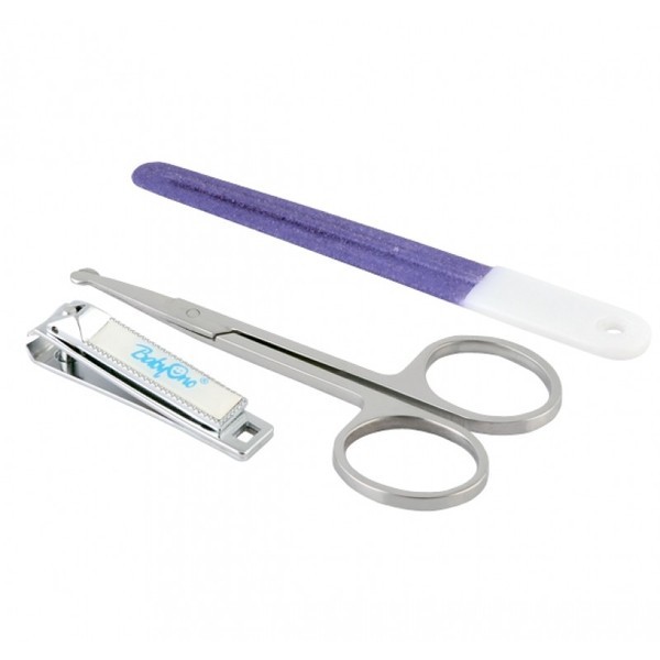 Set 3 piese pentru manichiura copii BabyOno 068M, Mov Set 3 piese pentru manichiura copii BabyOno 068M, Mov