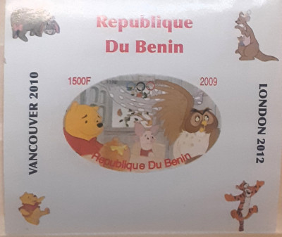 Benin 2009 J.O. Vancouver 2010 , London 2012 Winnie Pooh, desene,nedant.Mnh foto