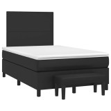 VidaXL Pat box spring cu saltea, negru, 120x190 cm, piele ecologică 3270439