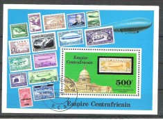 Central African Republic 1977 Zeppelin, perf. sheet, used R.037