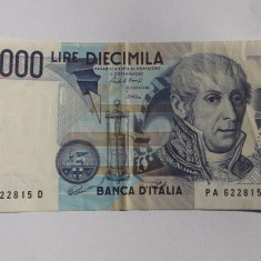 Bancnota Italiana de 10.000 lire,anul 1984,necirculata.