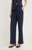 Sandro Ferrone pantaloni femei, culoarea albastru marin, drept, high waist, SFS21XBDCALIFORNIA