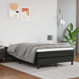 VidaXL Pat box spring cu saltea, negru, 120x200 cm, piele ecologică