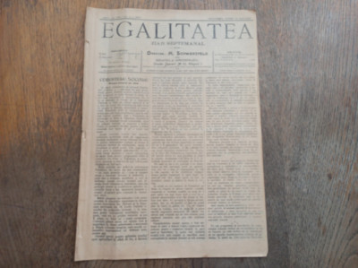 Publicația &amp;bdquo;Egalitatea&amp;rdquo;, ANUL 15*1905, N5 2 * DIRECTOR M.SCHWARZFELD foto