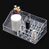 Suport Acrilic Cosmetice, Model Diamant, 16 Compartimente, Transparent, 21.5x12x8 cm, Oem