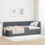 vidaXL Cadru de pat colțar cu headboard Gri &icirc;nchis 80 x 200 cm Catifea
