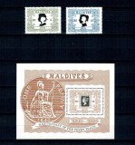 Maldives 1990 - Aniversare Penny Black, timbru pe timbru, serie si colita neuzata