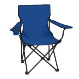 Scaun camping pliant cu brate, structura metalica, albastru