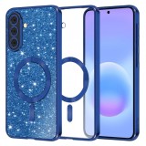 Husa MagSafe pentru Samsung Galaxy A57 5G, Techsuit, Luxury Glitter, Albastra Inchis