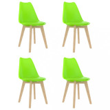 Scaune de bucătărie, 4 buc., verde, plastic, Set scaune, 4 scaune