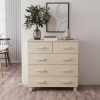 Servanta Gossi Hamar, lemn masiv pin, 79x40x80 cm, maro miere. Comoda living/dormitor cu 5 sertare